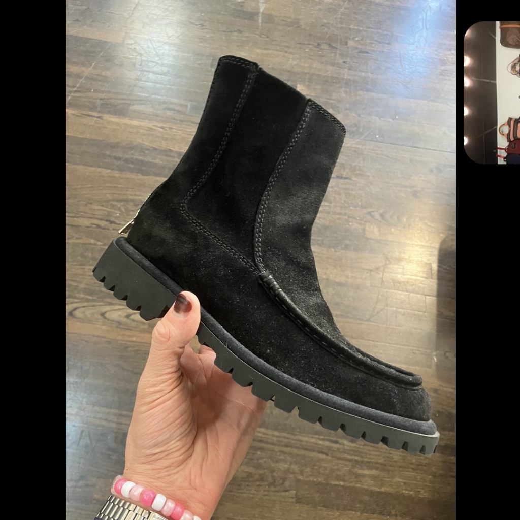 Nib $790 Officine Creative Black Suede Ankle Boots
